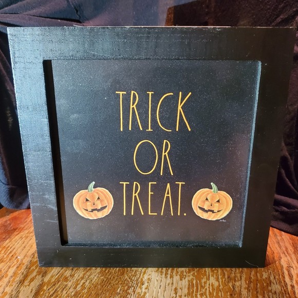 Rae Dunn Other - Rae Dunn "Trick or treat" Black Orange Wood Sign